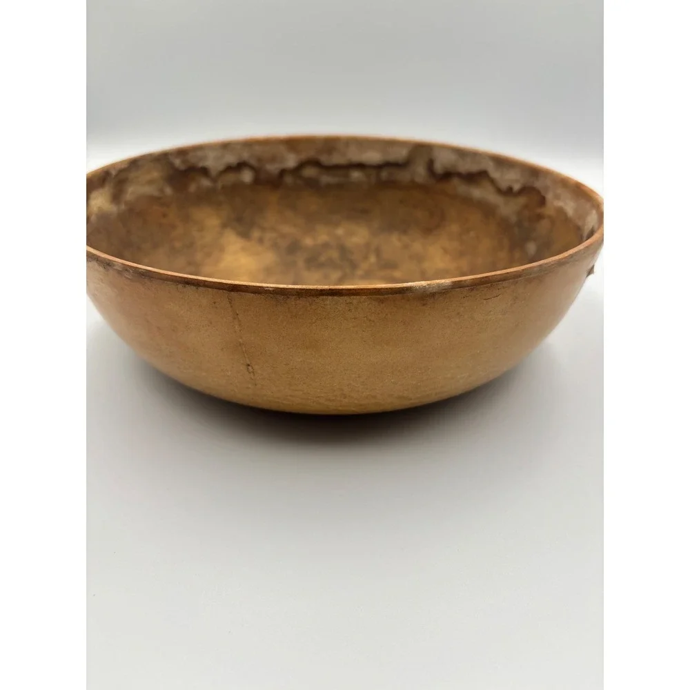 Vintage Ellingers Agatized Wood Serving Bowl 100 Sheboygan WI Mid Century Brown